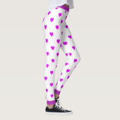 Leggings Coeurs roses amusants sur blanc (Droite)