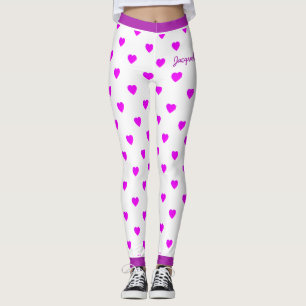 Leggings Coeurs roses amusants sur blanc