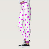Leggings Coeurs roses amusants sur blanc (Gauche)