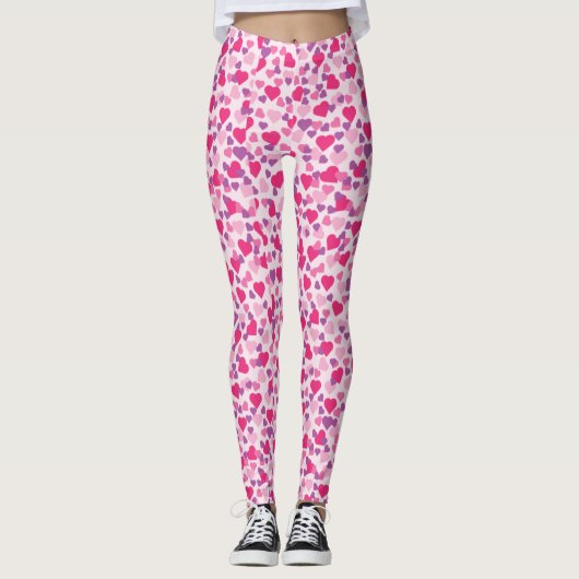 Leggings Coeurs roses de Saint-Valentin (Devant)