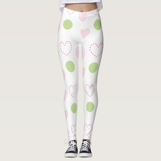 Leggings Coeurs roses Design (Devant)