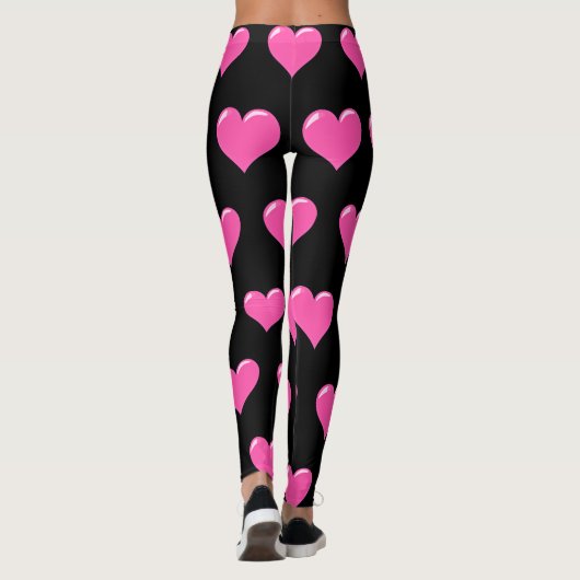 Leggings Coeurs roses Jambes noires - Love Dersign (Dos)