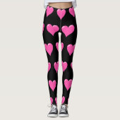 Leggings Coeurs roses Jambes noires - Love Dersign (Devant)