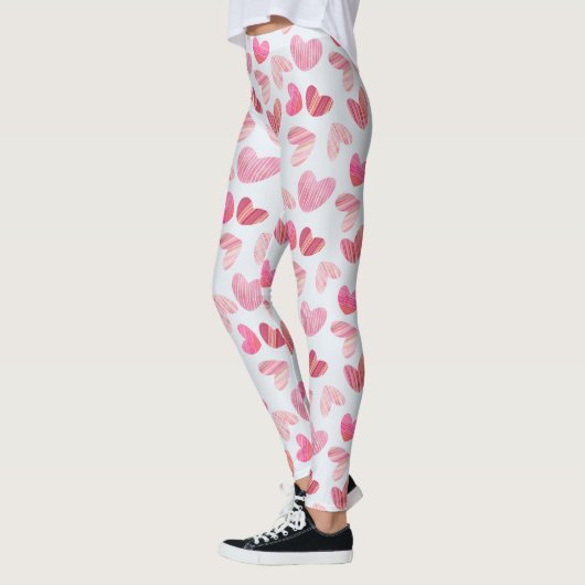 Leggings Coeurs roses mignons et modernes partout sur Motif (Gauche)