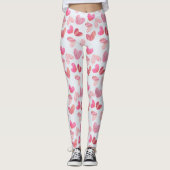 Leggings Coeurs roses mignons et modernes partout sur Motif (Devant)