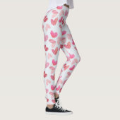 Leggings Coeurs roses mignons et modernes partout sur Motif (Droite)