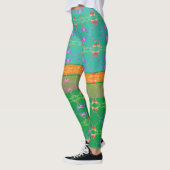 Leggings Coeurs roses sur Turquoise et Apricot (Gauche)