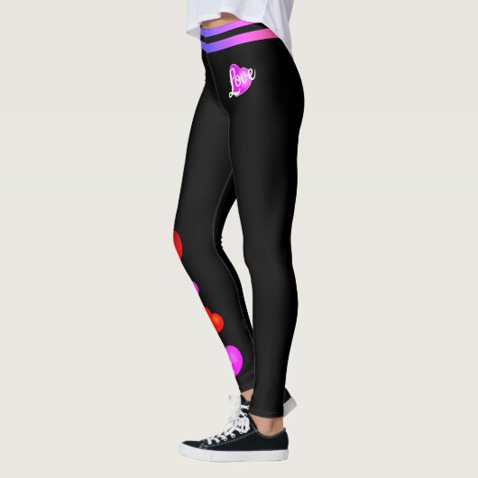 Leggings Coeurs rouge blanc et rose (modifiable) (Gauche)