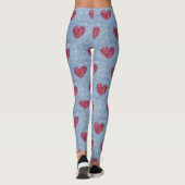 Leggings Coeurs rouge & rose & bleu Faux Fuzzy Design (Dos)