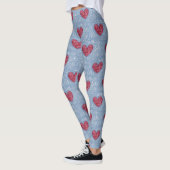 Leggings Coeurs rouge & rose & bleu Faux Fuzzy Design (Gauche)