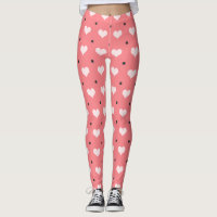 coeurs rouge-rose en pastel, motif de pois noir