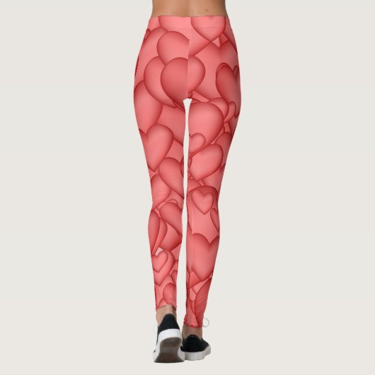 Leggings Coeurs rouges, coeurs et coeurs (Dos)