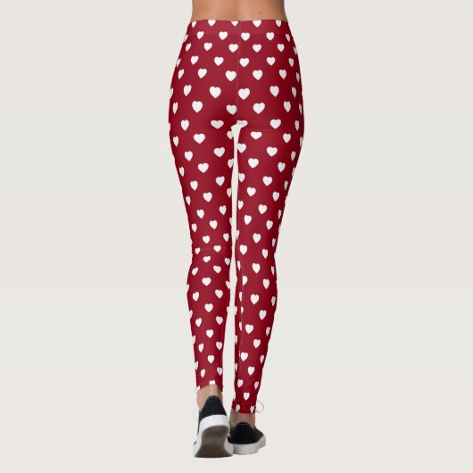 Leggings Coeurs rouges et blancs classiques (Dos)