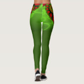 Leggings Coeurs rouges Lime vert Moderne Art Abstrait fract (Dos)