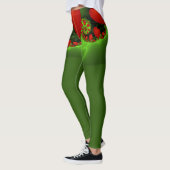 Leggings Coeurs rouges Lime vert Moderne Art Abstrait fract (Gauche)