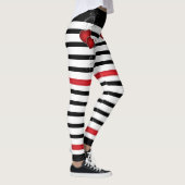 Leggings Coeurs rouges sur noir et blanc (Droite)