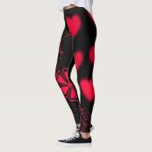 Leggings Coeurs rouges, vignes et fleurs en noir (Gauche)