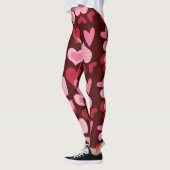 Leggings Coeurs sur Arrière - plan rouge foncé - pour Valen (Gauche)