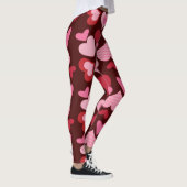 Leggings Coeurs sur Arrière - plan rouge foncé - pour Valen (Droite)
