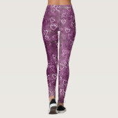 Leggings Coeurs sur un Arrière - plan pourpre motley (Dos)