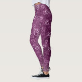 Leggings Coeurs sur un Arrière - plan pourpre motley (Gauche)
