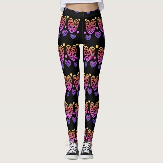 Leggings Coeurs tendance Valentine /Compression (Devant)