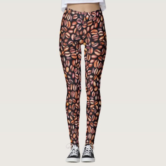 Leggings Coffee Haricots crayon Motif Rustique Brown (Devant)