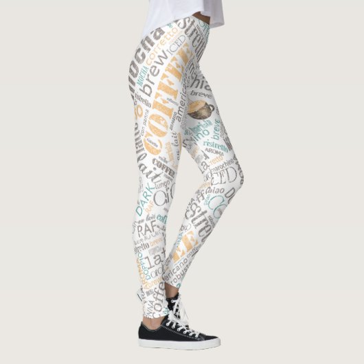 Leggings Coffee Word Cloud Turquoise ID283 (Droite)