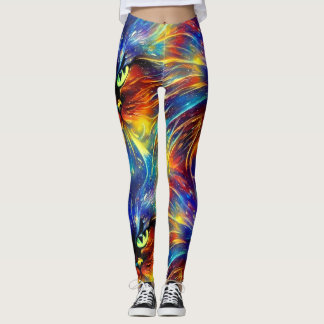 Leggings Cohésif Abstrait Exquis Cat Splashes Simples