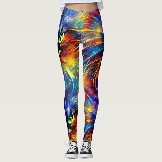 Leggings Cohésif Abstrait Exquis Cat Splashes Simples (Devant)