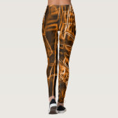 Leggings coins carrés et taches "néon" orange (Dos)