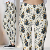 Leggings Coléoptère Bleu Botanique Or Blanc