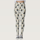 Leggings Coléoptère Bleu Botanique Or Blanc (Devant)