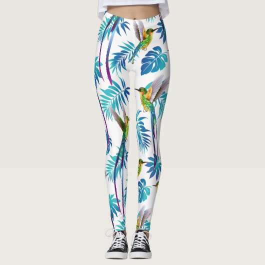 Leggings Colibri à queue longue tropicale (Devant)