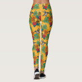 Leggings Colibris et bouquet tropical en jaune (Dos)