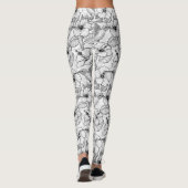 Leggings Colibris et fleurs d'hibiscus b&w (Dos)