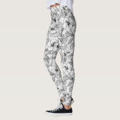 Leggings Colibris et fleurs d'hibiscus b&w (Gauche)