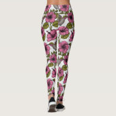 Leggings Colibris et fleurs d'hibiscus roses (Dos)