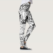 Leggings Collage Abstrait de graffiti noir et blanc (Droite)