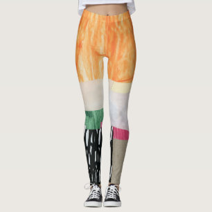 Leggings Collage art, moderne coloré abstrait.