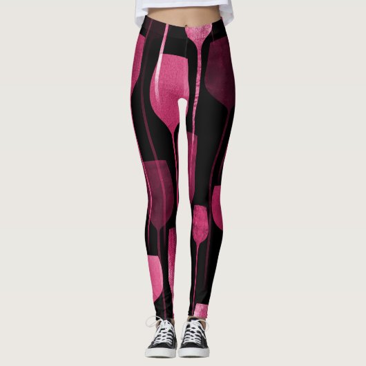Leggings Collage Art : Motif de boisson de fête. (Devant)