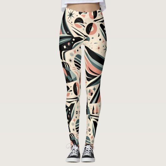 Leggings Collage d'aigle atomique à motif géométrique (Devant)