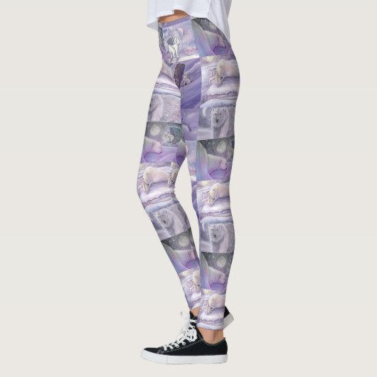 Leggings Collage d'art d'ours polaire d'hiver (Gauche)