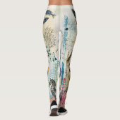 Leggings Collage d'art mixte botanique vibrant (Dos)