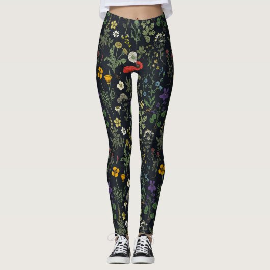Leggings Collage de fleurs sauvages (Devant)