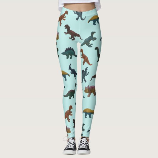Leggings Collage de jouets en plastique Dinosaures Mint Gre (Devant)