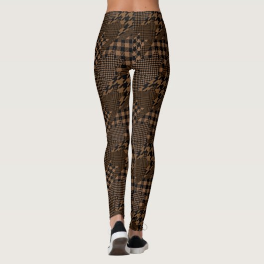 Leggings Collage de Motif de patchwork Brown Houndstooth Pl (Dos)