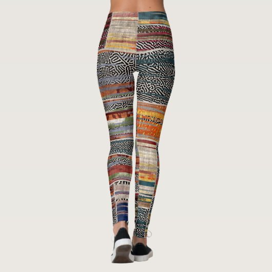 Leggings Collage de patchwork : motif de courtepointe mixte (Dos)