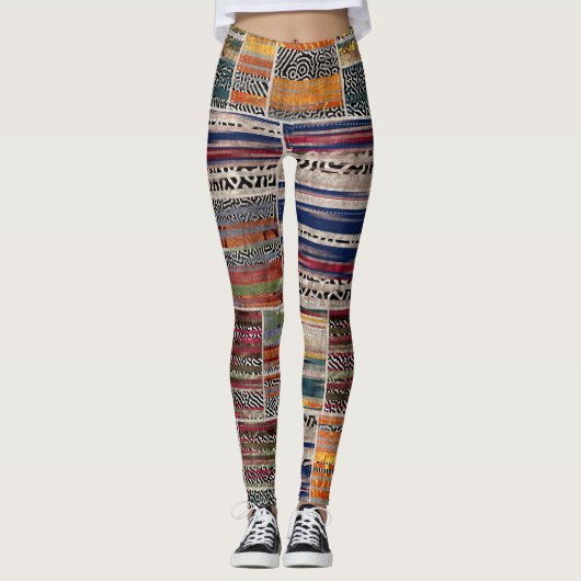 Leggings Collage de patchwork : motif de courtepointe mixte (Devant)
