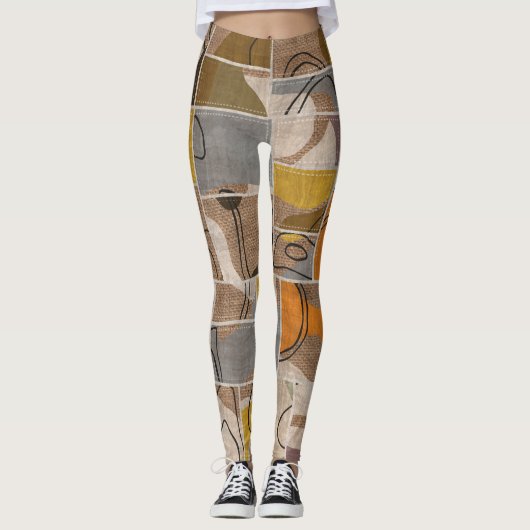 Leggings Collage de patchwork, motif de mixage de courtepoi (Devant)